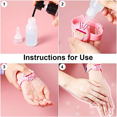 Ulife Mall 3 Piezas Pulsera Dispensadora de Gel con Botellas de Recarga, Silicona Pulsera de Mano Dispensador de desinfectante de Manos para Niños y Adultos, Elementos Esenciales de Regreso a Escuela