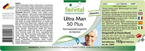 Ultra Man 50 Plus - Multivitamínico PARA HOMBRES - Dosis elevada - más de 50 ingredientes - 60 Comprimidos - Calidad Alemana