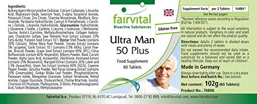 Ultra Man 50 Plus - Multivitamínico PARA HOMBRES - Dosis elevada - más de 50 ingredientes - 60 Comprimidos - Calidad Alemana