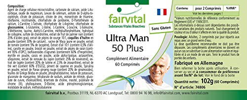 Ultra Man 50 Plus - Multivitamínico PARA HOMBRES - Dosis elevada - más de 50 ingredientes - 60 Comprimidos - Calidad Alemana