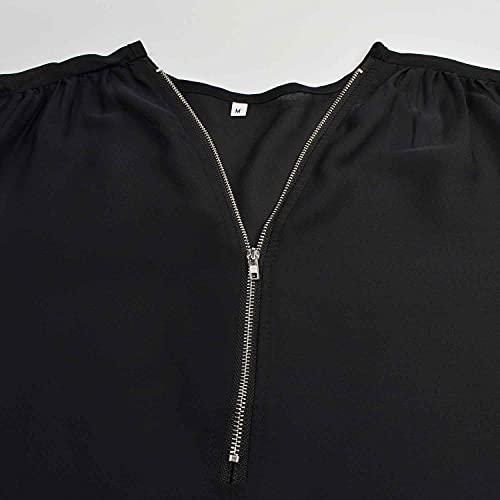 UMIPUBO Blusas y Camisa Mujer Vaquera Sexy Camisetas de Gasa Tops Cremallera Manga Corta Blusas Cuello en V Ropa