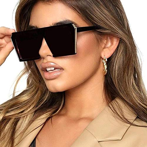 U/N Gafas de Sol cuadradas de Moda para Mujer, Gafas de Sol Negras Grandes de Lujo para Mujer, Espejos para Mujer, 1