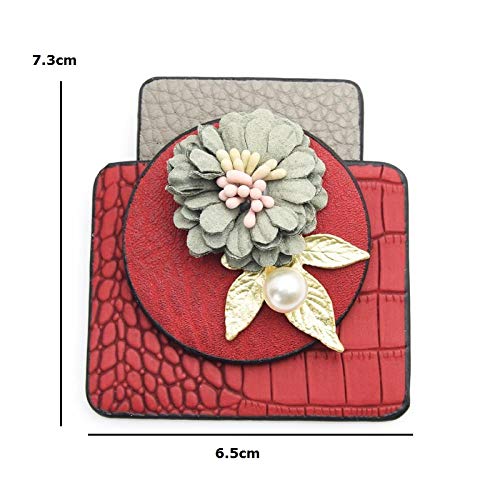 U/N Rojo Azul Perfume Botella Estilo Broches Mujer Cuero Flor Broche Pins-1