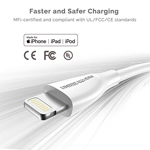 UNBREAKcable Cargador iPhone Cable Lightning iPhone - [Apple MFi Certificado] - 1M Cable Apple Nylon Trenzado Compatible con iPhone XS MAX XR X 8 Plus 7 Plus 6S 6 Plus 5 5S 5C SE iPad-Blanco