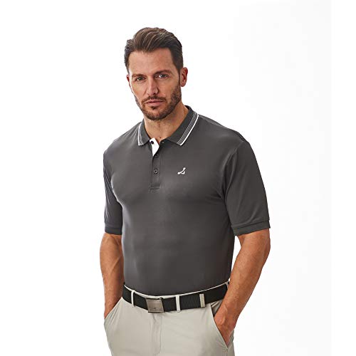 Under Par Polo de Golf para Hombre de Calidad Profesional, Transpirable, Absorbe 8 Estilos, 18 Colores, Hombre, Polo de Golf, UPTS1874_CH/WH_M, Style 1874 - Carbón Vegetal/Blanco, M