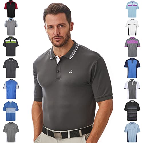 Under Par Polo de Golf para Hombre de Calidad Profesional, Transpirable, Absorbe 8 Estilos, 18 Colores, Hombre, Polo de Golf, UPTS1874_CH/WH_M, Style 1874 - Carbón Vegetal/Blanco, M