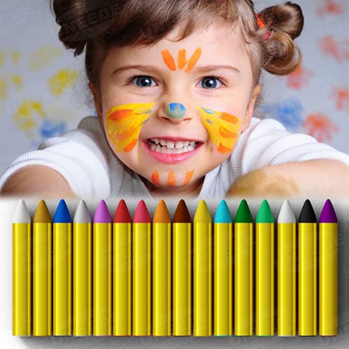 UNEEDE Pintura Facial, 16 Colores Pinturas Cara para Niños Face Body Paint Crayons Seguros y No Tóxicos Maquillaje Carnival Set para Carnaval, Pascua de Resurrección, Halloween Cosplay/Fiestastura