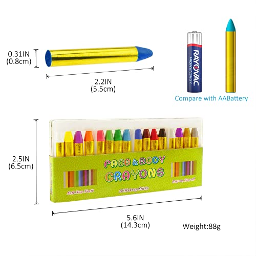 UNEEDE Pintura Facial, 16 Colores Pinturas Cara para Niños Face Body Paint Crayons Seguros y No Tóxicos Maquillaje Carnival Set para Carnaval, Pascua de Resurrección, Halloween Cosplay/Fiestastura