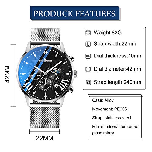 Unendlich U-Reloj de Cuarzo Cronógrafo para Hombre Minimalista Moda Relojes de Pulsera Casual Impermeable con Reloj Calendario
