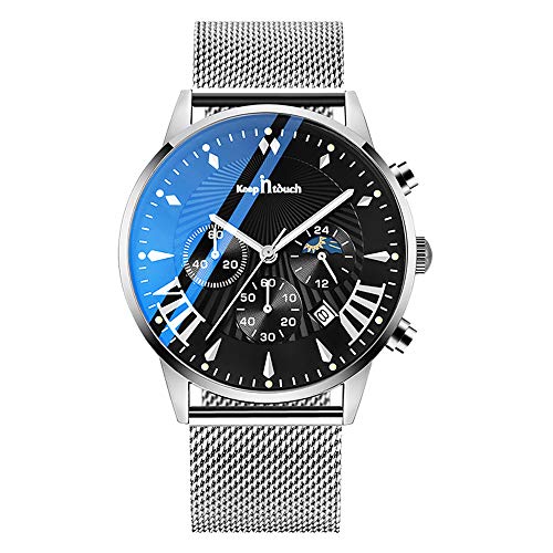 Unendlich U-Reloj de Cuarzo Cronógrafo para Hombre Minimalista Moda Relojes de Pulsera Casual Impermeable con Reloj Calendario