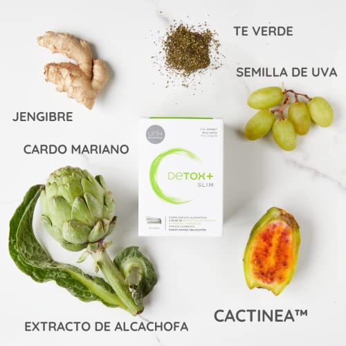 Unik Detox Slim | Detoxifica y Depura el Organismo, Retención de Líquidos y Control de Peso | Cactinea + Cardo Mariano + Jengibre + Vitaminas y Minerales | 20 Sobres | Lab Unik Health & Nutrition