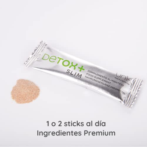 Unik Detox Slim | Detoxifica y Depura el Organismo, Retención de Líquidos y Control de Peso | Cactinea + Cardo Mariano + Jengibre + Vitaminas y Minerales | 20 Sobres | Lab Unik Health & Nutrition