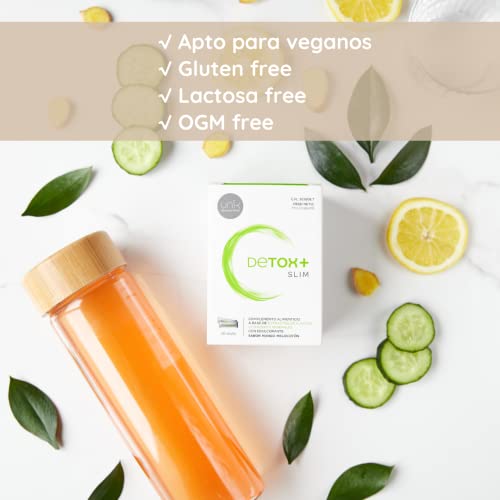 Unik Detox Slim | Detoxifica y Depura el Organismo, Retención de Líquidos y Control de Peso | Cactinea + Cardo Mariano + Jengibre + Vitaminas y Minerales | 20 Sobres | Lab Unik Health & Nutrition