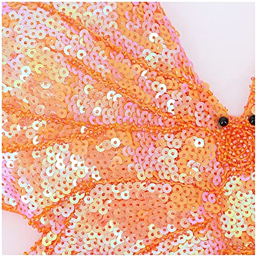 unilarinna Camiseta de tirantes con lentejuelas y mariposas, para danza del vientre, para festivales o clubes., naranja, M