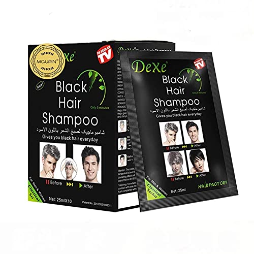 Unim Champú De Tinte De Cabello Negro Instantáneo, Negro, Paquete De 10 - 280 G