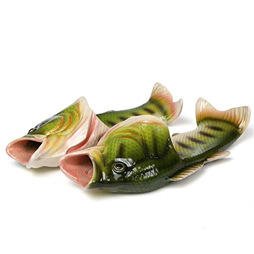 UNIQSTORE Tricky Fisch Sandalias con forma de pescado, zapatillas de estar por casa creativas, estilo de pez, para la playa, calzado inspirado en peces, para hombre, verde, 41/42 EU