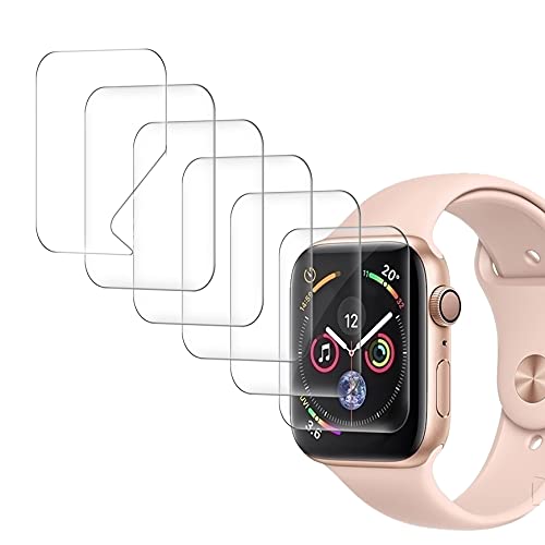 UniqueMe 6 Pack Protector de Pantalla Compatible con Apple Watch 44mm Series 4 y Apple Watch 42mm Series 3/2/1, Sin Burbujas Funda Compatible Instalación Fácil HD Clear TPU Film Protector