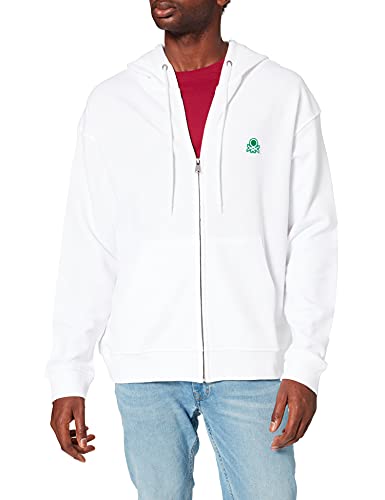United Colors of Benetton (Z6ERJ Giacca C/CAPP M/L 3J68J5217 Sudadera sin Capucha, Bianco 101, XS para Hombre