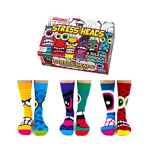 United Oddsocks - Calcetines térmicos para hombres 6 - Modelo: The Stress Heads, colorido, Talla: 39-46