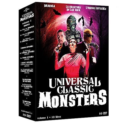Universal Classic Monsters - Volume 1 : Dracula, la Créature du Lac Noir & L'Homme invisible - Coffret 10 DVD [Francia]
