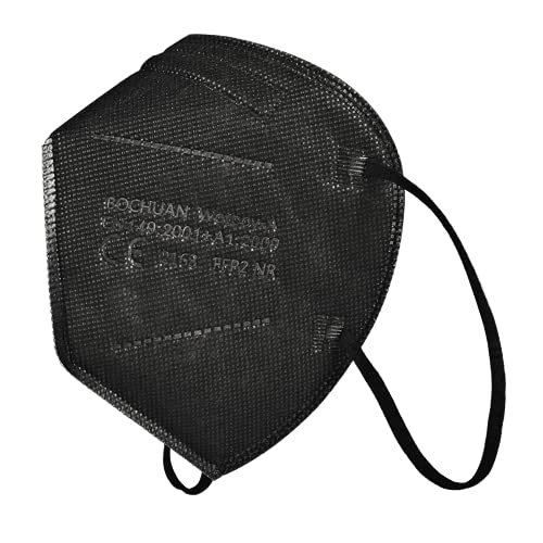 Up Mask x20 Bochuan Mascarillas FFP2 Premium Negras de 5 Capas con Certificación Europea ] 👍 CE 2163 | EN149:2001+A1:2009 | UE 2016/425 (Negras, x20 uds)