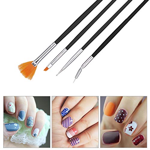 upain 15 Pinceles para Uñas de UV Gel, Nail Art Pen Brush, Acrílico Uñas de Gel, Nail Art Pintura Dibujo línea Herramienta, Juego de Herramientaspara Decoración de Uñas (Negro)