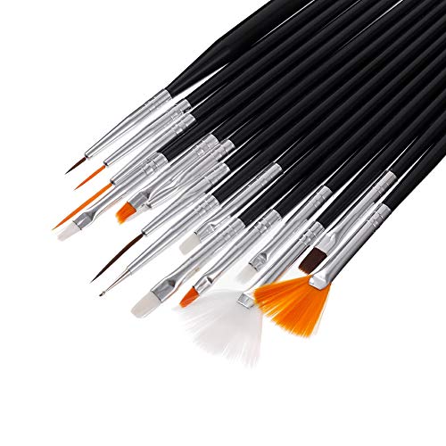 upain 15 Pinceles para Uñas de UV Gel, Nail Art Pen Brush, Acrílico Uñas de Gel, Nail Art Pintura Dibujo línea Herramienta, Juego de Herramientaspara Decoración de Uñas (Negro)