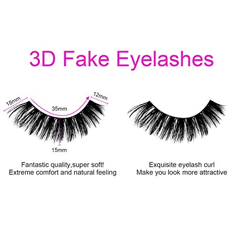 URAQT Pestañas Postizas, 5 pares de Pestañas de Aspecto Natural 3D, Paquete de Pestañas Suaves Reutilizables Hechas a Mano para Extensión de Pestañas de Maquillaje (Grueso+)