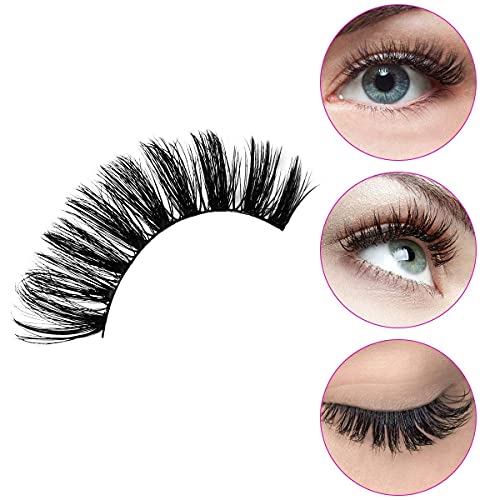 URAQT Pestañas Postizas, 5 pares de Pestañas de Aspecto Natural 3D, Paquete de Pestañas Suaves Reutilizables Hechas a Mano para Extensión de Pestañas de Maquillaje (Grueso+)