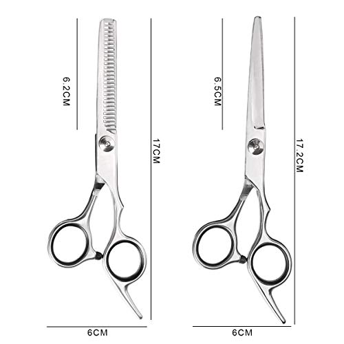 URAQT Tijeras de Peluquería Profesional, 11Pcs Juego de Tijeras para el Cabello con Peine de Navaja de Afeitar y Clips, Tijeras Cortar Pelo de Acero Inoxidable para Hombres y Mujeres, Salón y Hogar