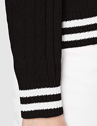 Urban Classics Ladies Short V-Neck College Sweater Sudadera, Negro, Blanco, XS para Mujer