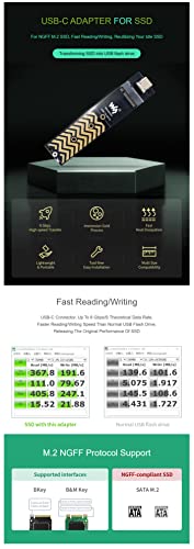 USB-C Adapter For NGFF SSD, USB3.2 Gen2 Type-C, Up To 6 Gbps/S Theoretical Data Rate