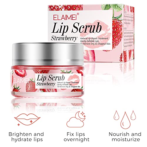 Utapossin Exfoliante Para Labio, Lip Mask Exfoliante Para Labios, Labios Exfoliante Labial, Para Eliminar Piel Muerta, Desvanece LíNeas De Labios, Llumina Color De Los Labios (Fresas, 20g)