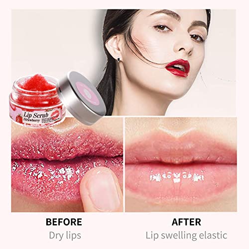 Utapossin Exfoliante Para Labio, Lip Mask Exfoliante Para Labios, Labios Exfoliante Labial, Para Eliminar Piel Muerta, Desvanece LíNeas De Labios, Llumina Color De Los Labios (Fresas, 20g)