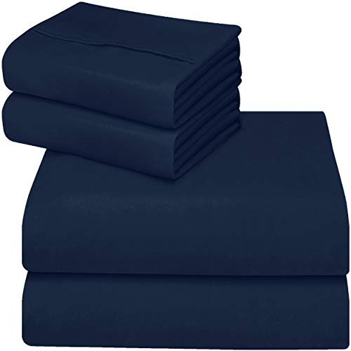 Utopia Bedding Juego De Sabanas 150x200 - Azul Marino - Microfibra Cepillada - Sábanas y Fundas de Almohada (Cama 150)