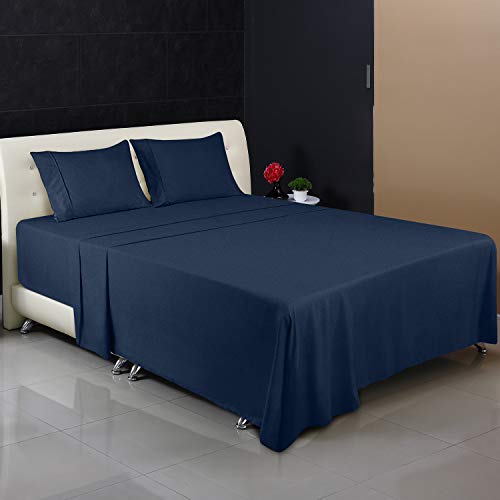 Utopia Bedding Juego De Sabanas 150x200 - Azul Marino - Microfibra Cepillada - Sábanas y Fundas de Almohada (Cama 150)