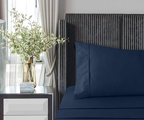 Utopia Bedding Juego De Sabanas 150x200 - Azul Marino - Microfibra Cepillada - Sábanas y Fundas de Almohada (Cama 150)