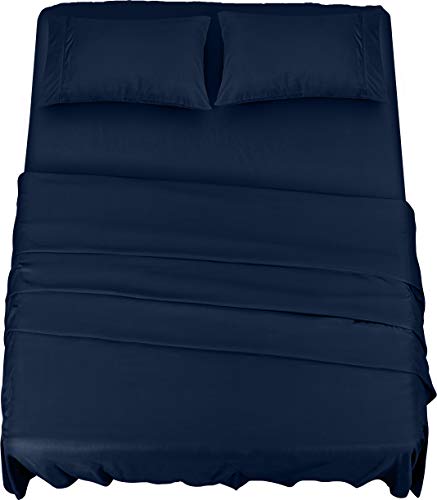 Utopia Bedding Juego De Sabanas 150x200 - Azul Marino - Microfibra Cepillada - Sábanas y Fundas de Almohada (Cama 150)