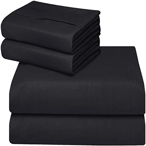 Utopia Bedding Juego De Sabanas 150x200 - Negro - Microfibra Cepillada - Sábanas y Fundas de Almohada (Cama 150)
