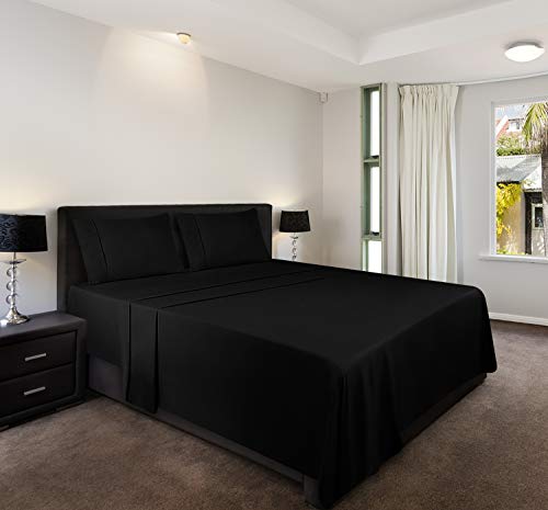 Utopia Bedding Juego De Sabanas 150x200 - Negro - Microfibra Cepillada - Sábanas y Fundas de Almohada (Cama 150)