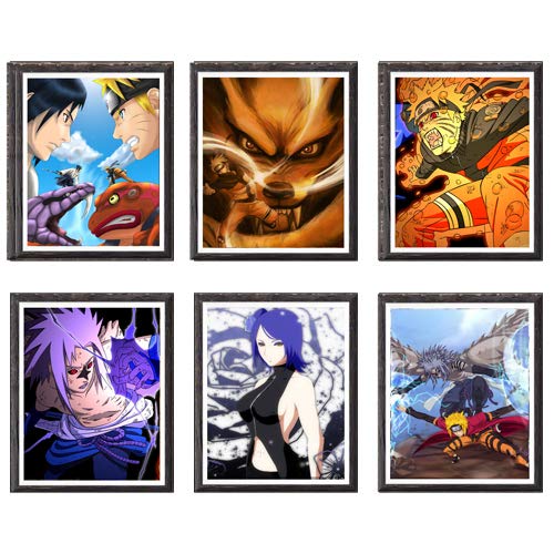 Uzumaki Sasuke Best Friendship Manga Anime Wall Art Print Decor, 8 x 10 pulgadas, sin marco, juego de 6 piezas
