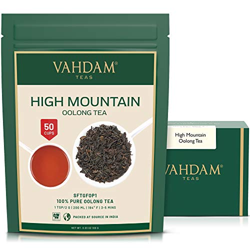 VAHDAM, Hojas de Té Oolong de alta montaña de Himalaya (50 tazas), 100g, 100% de té de desintoxicación natural | Té de hojas sueltas