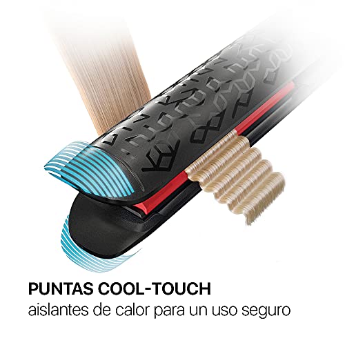 Valera Swiss'x Frisé, Plancha Onduladora Profesional, Para Dar Volumen Y Textura Al Cabello Hasta 230°c, Color Negro/rojo
