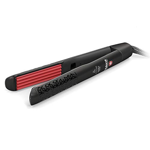 Valera Swiss'x Frisé, Plancha Onduladora Profesional, Para Dar Volumen Y Textura Al Cabello Hasta 230°c, Color Negro/rojo