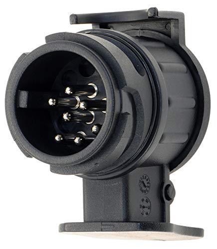 valonic Adaptador Enchufe Remolque - 13 a 7 - Accesorios para Caravana, Coche, camión, Porta bicis - 13 Pines a 7 Pines