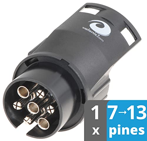 valonic Adaptador Enchufe Remolque - 7 a 13 - Accesorios para Caravana, Coche, camión, Porta bicis - 7 Pines a 13 Pines