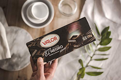Valor - Chocolate Negro 82% - Sin Gluten. Tableta de Chocolate Negro Valor apto para Celiacos. Gran calidad e intenso Sabor y Aroma - 170 Gramos