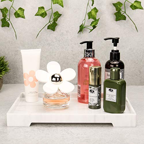 Vanity Tray | Organizador de resina efecto mármol | Organizador de baño para jabones, velas y joyería | Bandeja para botellas de fragancia | Pukkr (grande)