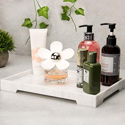 Vanity Tray | Organizador de resina efecto mármol | Organizador de baño para jabones, velas y joyería | Bandeja para botellas de fragancia | Pukkr (grande)