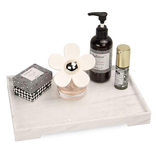 Vanity Tray | Organizador de resina efecto mármol | Organizador de baño para jabones, velas y joyería | Bandeja para botellas de fragancia | Pukkr (grande)
